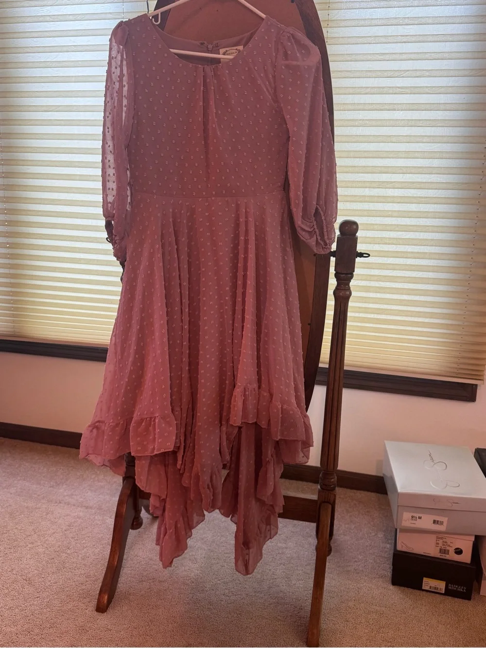Joie Dusty Rose Swiss Dot High-Low Dress